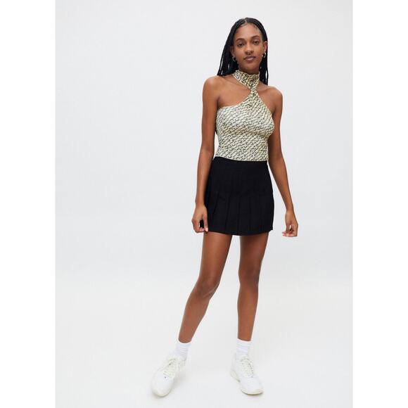 NWT Urban Outfitters Alba Halter Top Black Beige Printed Racerback Size Small - Picture 14 of 14